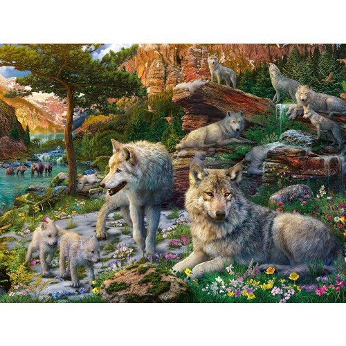 Puzzle 500 pièces - Loup Et Lac De Fantasie