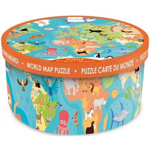 Puzzle 100 pièces la carte des animaux du monde XXL dam 6181117