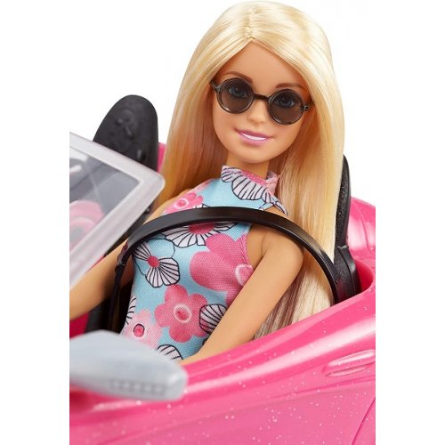 Voiture Cabriolet rose Barbie + poupée chic - Jouet Mattel